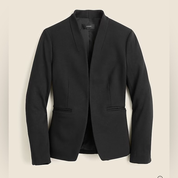 NWT J. Crew Black Going-out Collarless blazer in stretch twill Size 2 - Picture 1 of 11